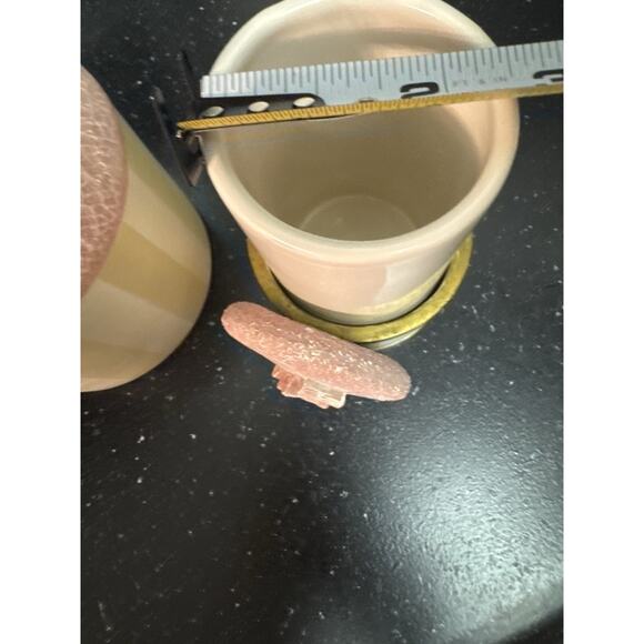 Shabby chic bathroom set cottage core pink cotton pad toothbrush holder girly - Picture 7 of 8